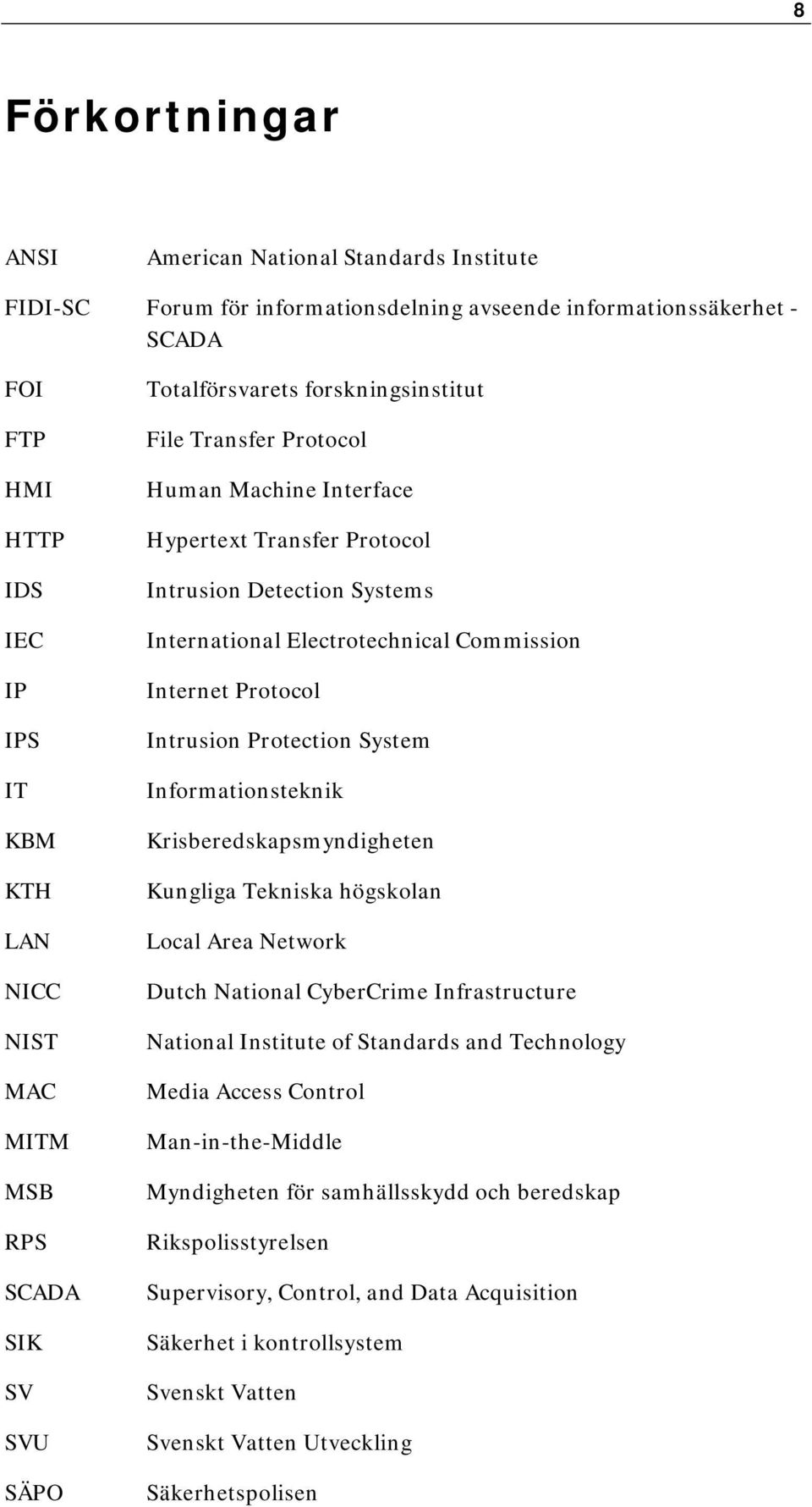 Electrotechnical Commission Internet Protocol Intrusion Protection System Informationsteknik Krisberedskapsmyndigheten Kungliga Tekniska högskolan Local Area Network Dutch National CyberCrime