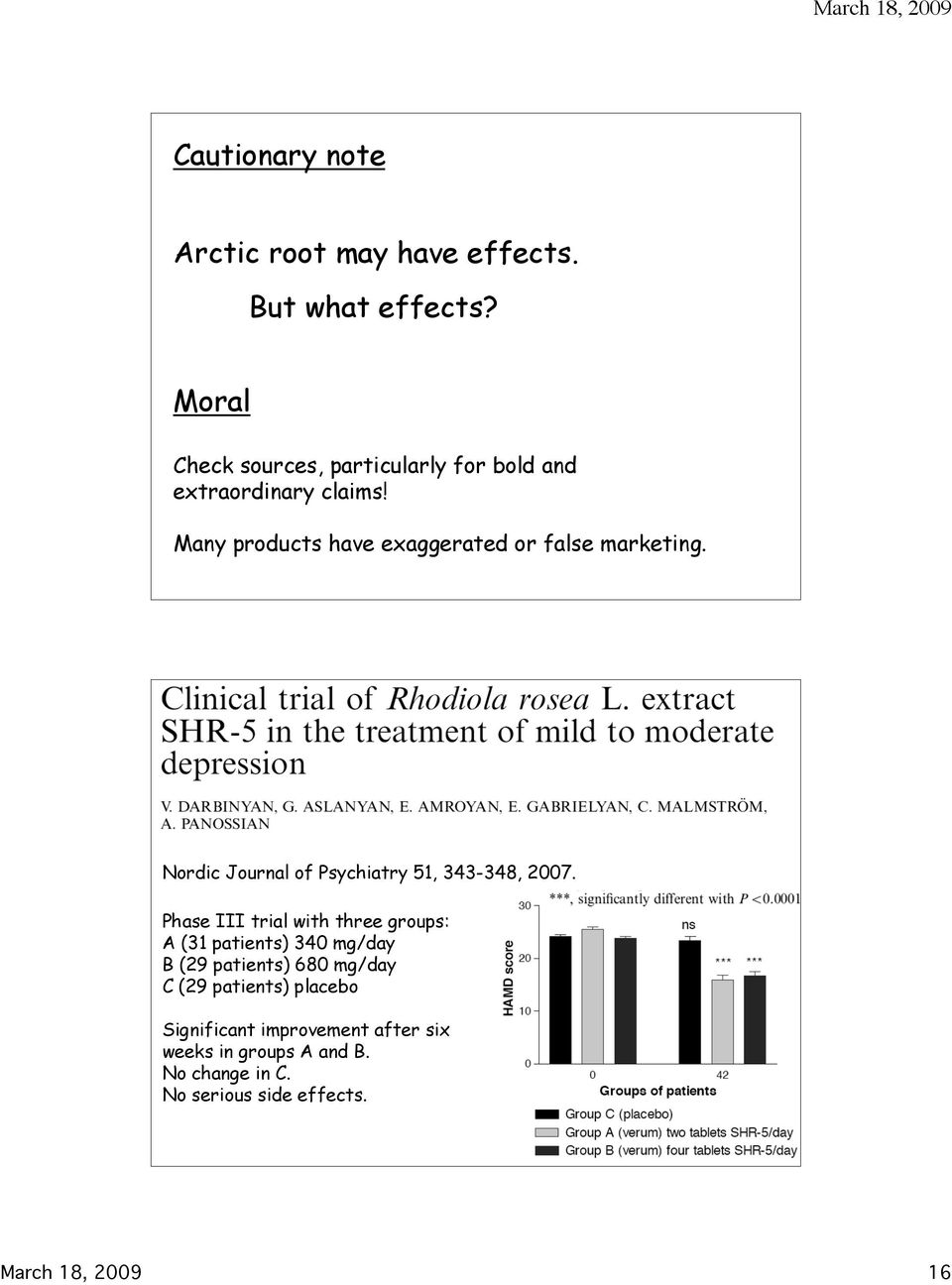 Many products have exaggerated or false marketing. Nordic Journal of Psychiatry 51, 343-348, 2007.
