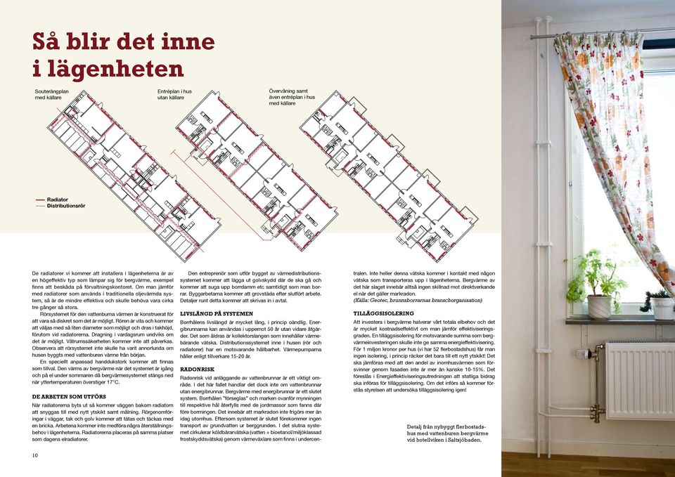 Om man jämför med radiatorer som används i traditionella oljevärmda system, så är de mindre effektiva och skulle behöva vara cirka tre gånger så stora.