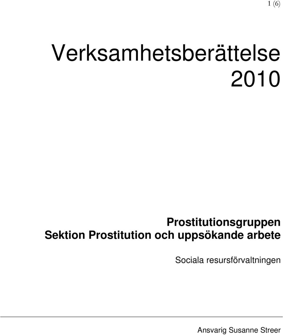 Prostitution och uppsökande arbete