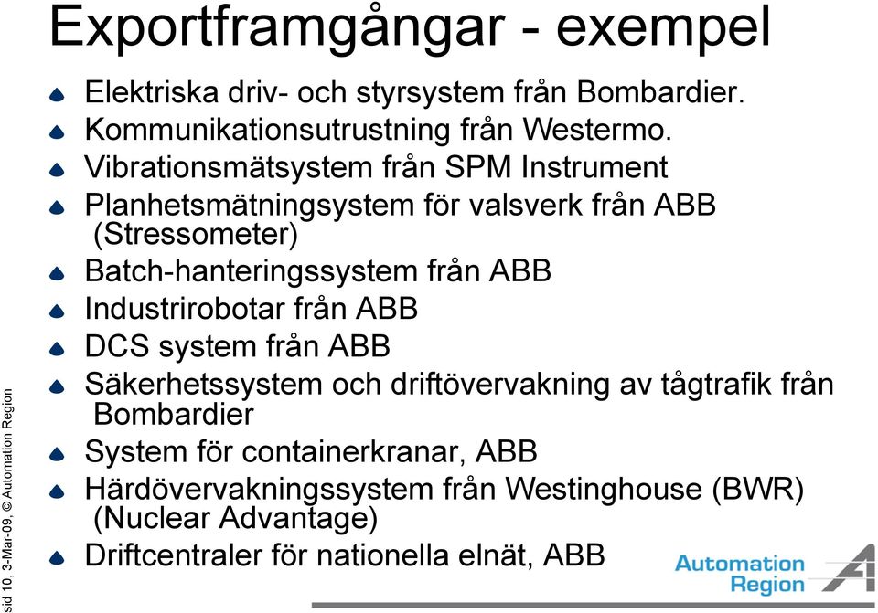 Vibrationsmätsystem från SPM Instrument Planhetsmätningsystem för valsverk från ABB (Stressometer) Batch-hanteringssystem från ABB