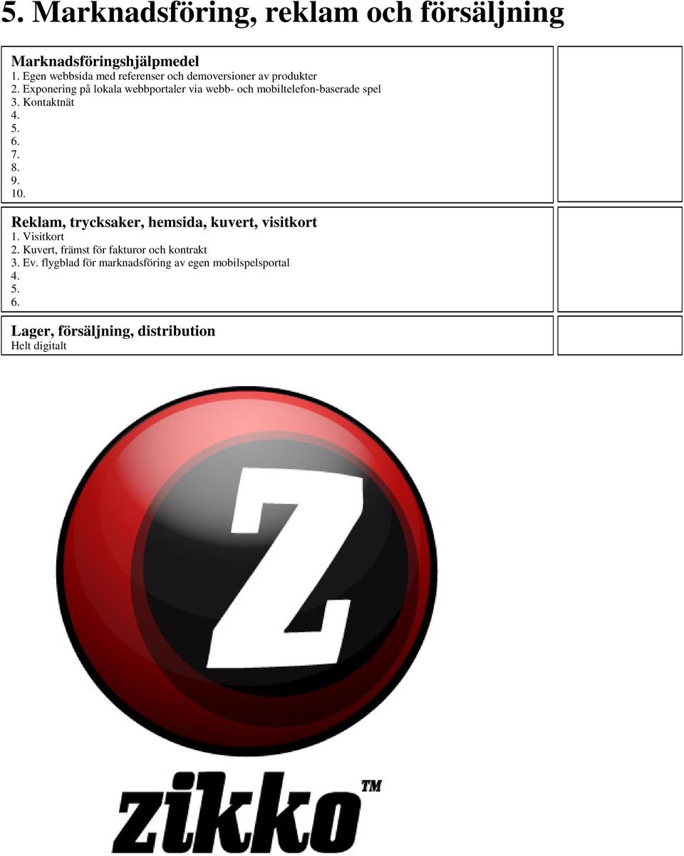 Exponering på lokala webbportaler via webb- och mobiltelefon-baserade spel 3. Kontaktnät 4. 5. 6. 7. 8. 9. 10.