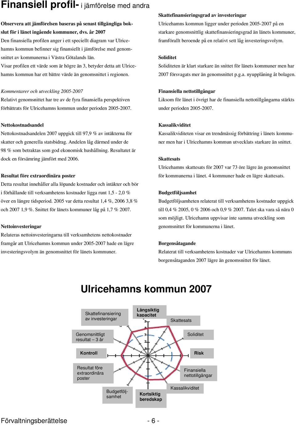 Visar profilen ett värde som är högre än 3, betyder detta att Ulricehamns kommun har ett bättre värde än genomsnittet i regionen.