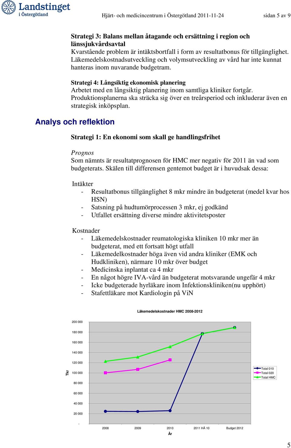 Strategi 4: Långsiktig ekonomisk planering Arbetet med en långsiktig planering inom samtliga kliniker fortgår.