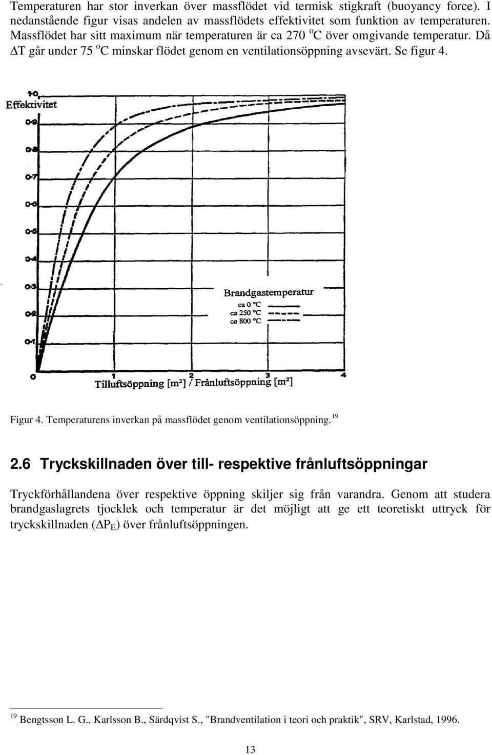 Temperaturens inverkan på massflödet genom ventilationsöppning. 19 2.6 Tryckskillnaden över till- respektive frånluftsöppningar Tryckförhållandena över respektive öppning skiljer sig från varandra.