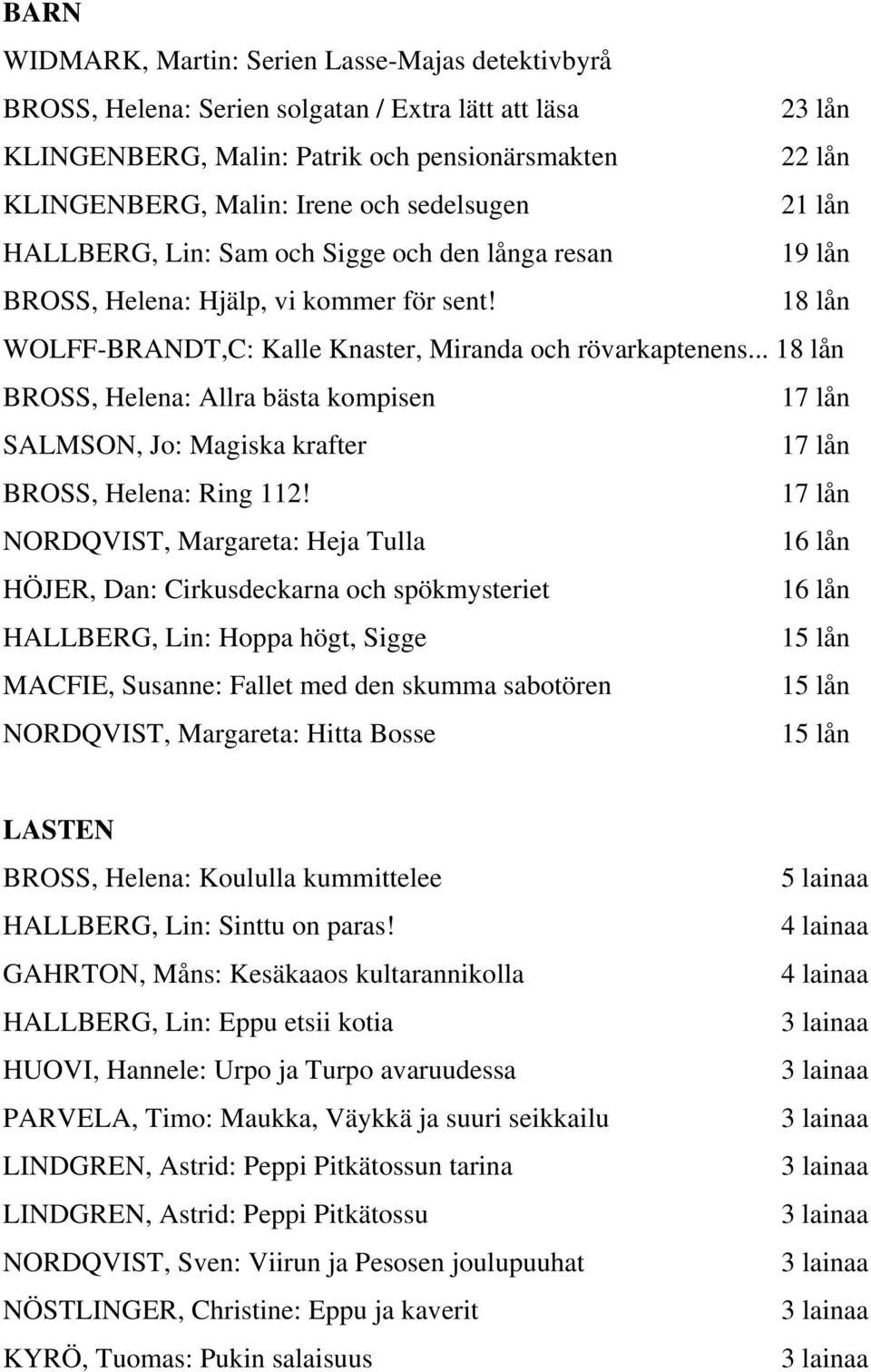 .. BROSS, Helena: Allra bästa kompisen SALMSON, Jo: Magiska krafter BROSS, Helena: Ring 112!