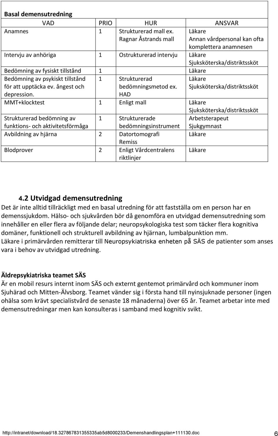 Bedömning av psykiskt tillstånd för att upptäcka ev. ångest och depression. 1 Strukturerad bedömningsmetod ex.