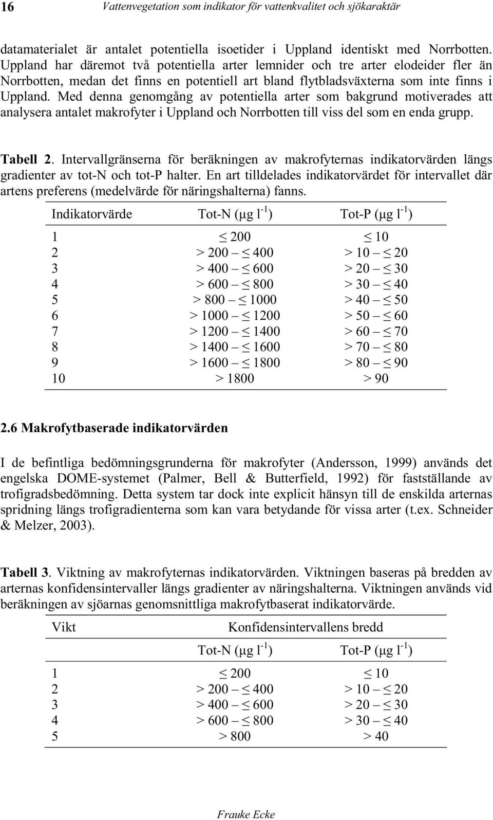 Med denna genomgång av potentiella arter som bakgrund motiverades att analysera antalet makrofyter i Uppland och Norrbotten till viss del som en enda grupp. Tabell 2.