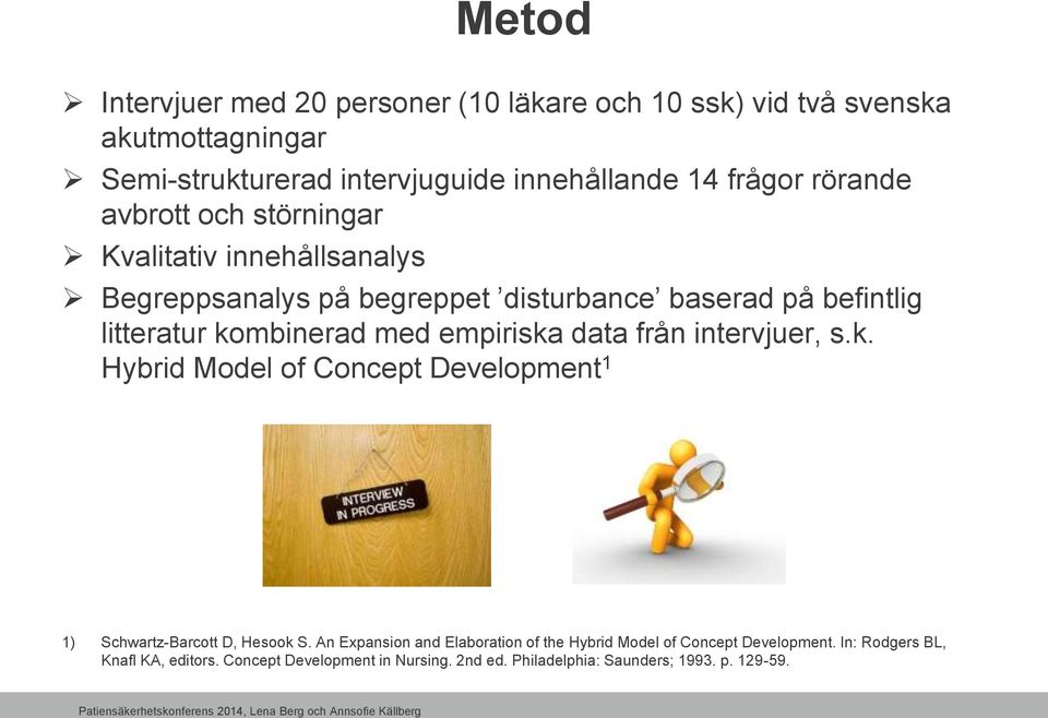 empiriska data från intervjuer, s.k. Hybrid Model of Concept Development 1 1) Schwartz-Barcott D, Hesook S.