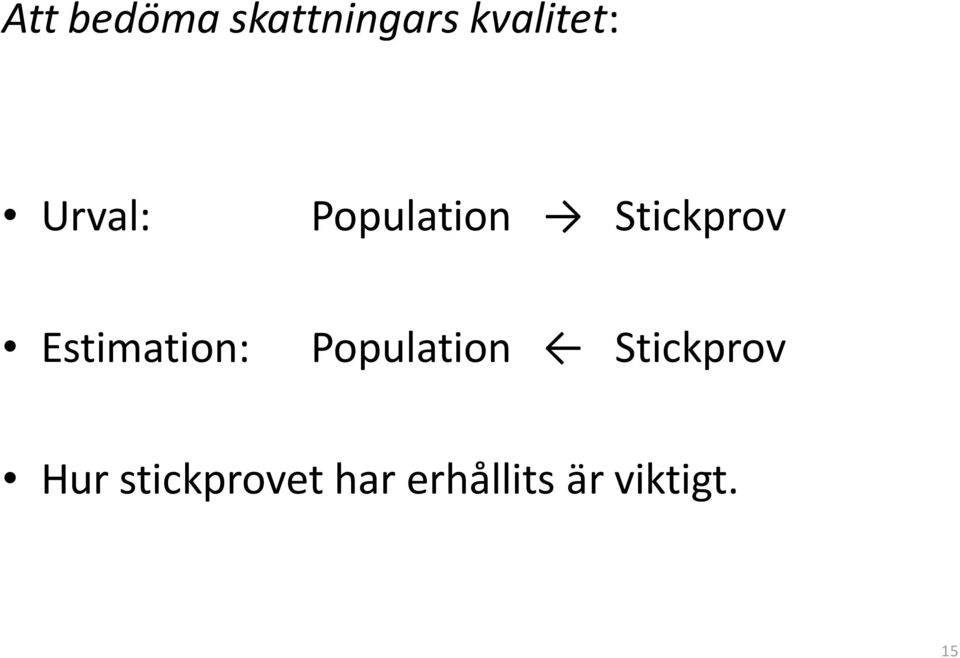 Estimation: Population Stickprov