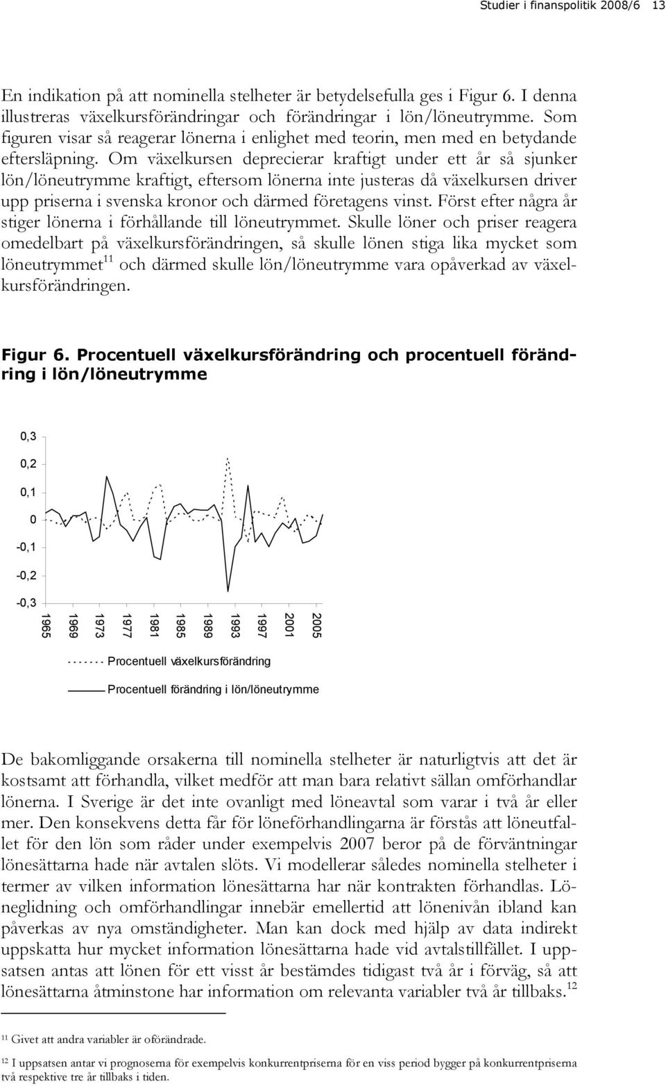 Om växelkursen deprecerar kraftgt under ett år så sjunker lön/löneutrymme kraftgt, eftersom lönerna nte justeras då växelkursen drver upp prserna svenska kronor och därmed företagens vnst.