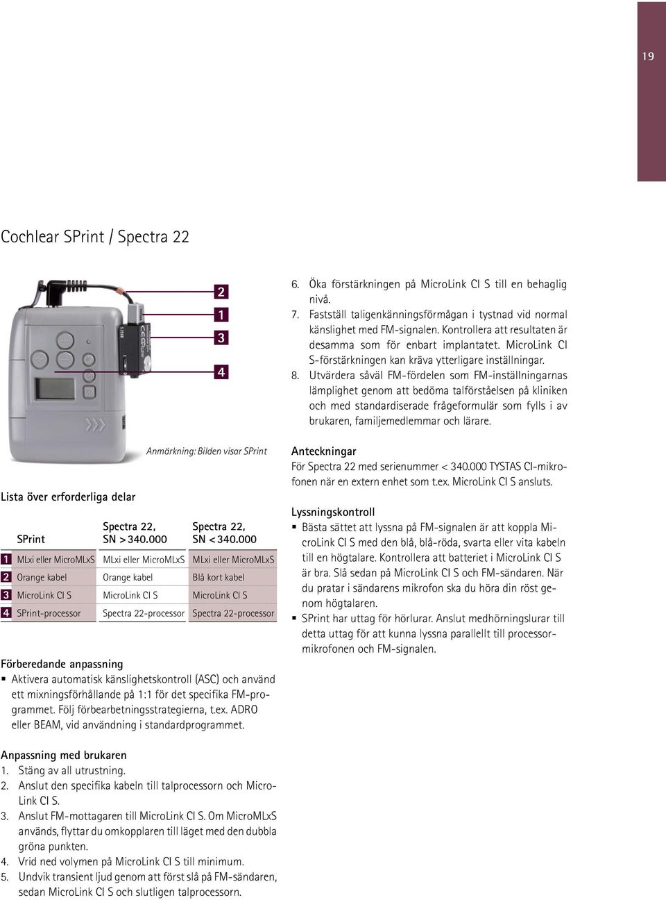 specifika FM-programmet. Följ förbearbetningsstrategierna, t.ex. ADRO eller BEAM, vid användning i standardprogrammet. 2 1 3 4 Anmärkning: Bilden visar SPrint Spectra 22, SN < 340.