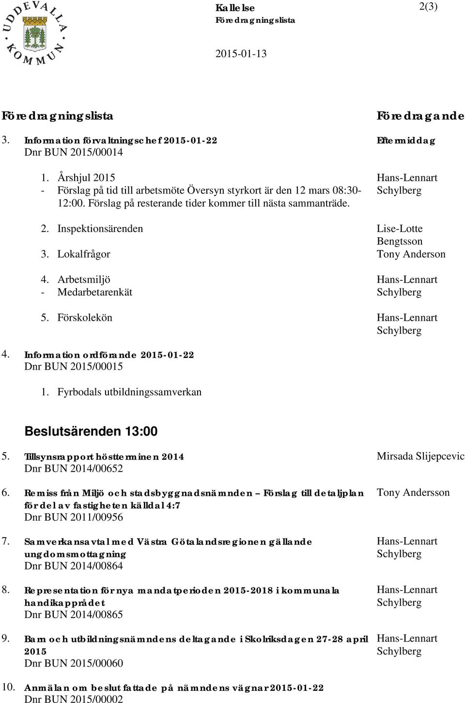 Arbtsmiljö - Mdarbtarnkät 5. Förskolkön Fördragand ftrmiddag Hans-Lnnart Schylbrg Lis-Lott Bngtsson Tony Andrson Hans-Lnnart Schylbrg Hans-Lnnart Schylbrg 4.