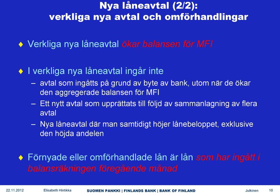 nytt avtal som upprättats till följd av sammanlagning av flera avtal Nya låneavtal där man samtidigt höjer