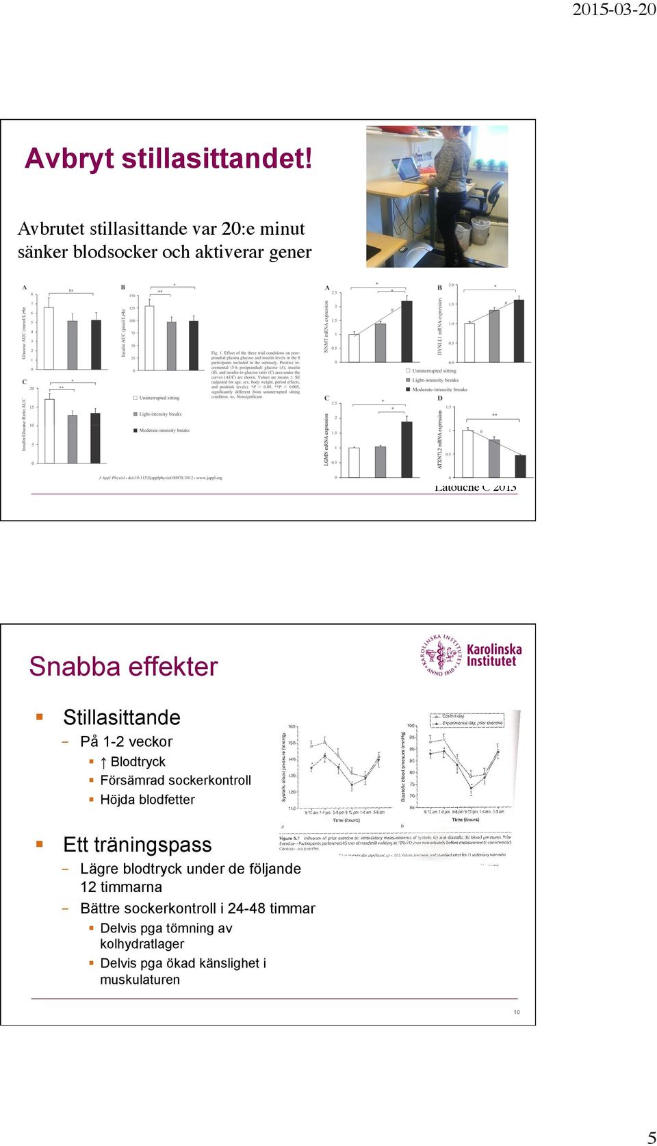 effekter Stillasittande På 1-2 veckor Blodtryck Försämrad sockerkontroll Höjda blodfetter Ett