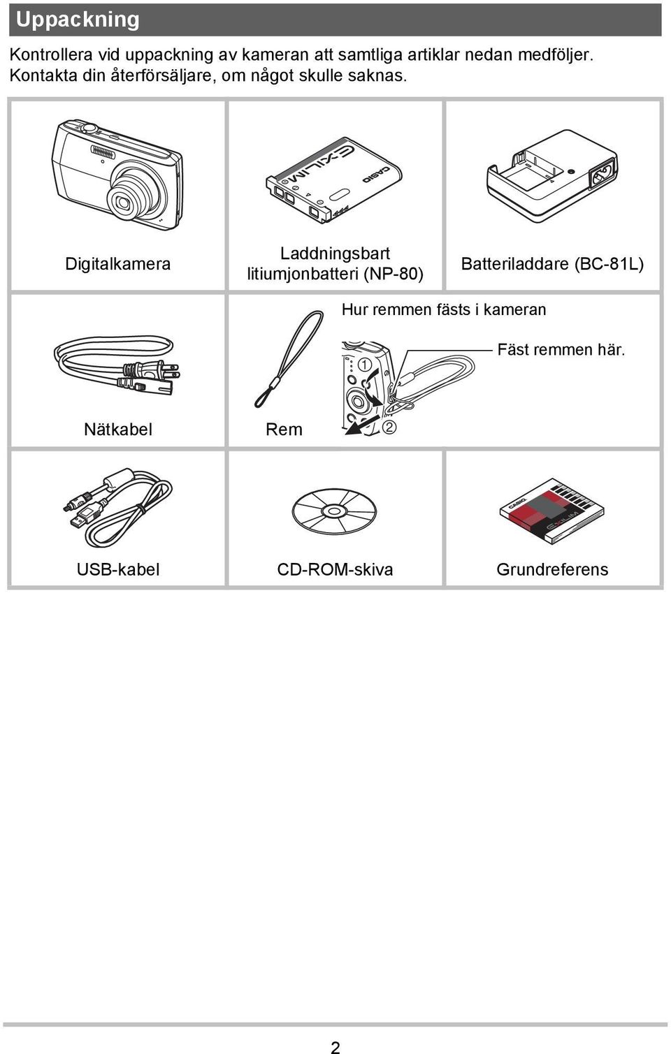 Digitalkamera Laddningsbart litiumjonbatteri (NP-80) Batteriladdare (BC-81L)