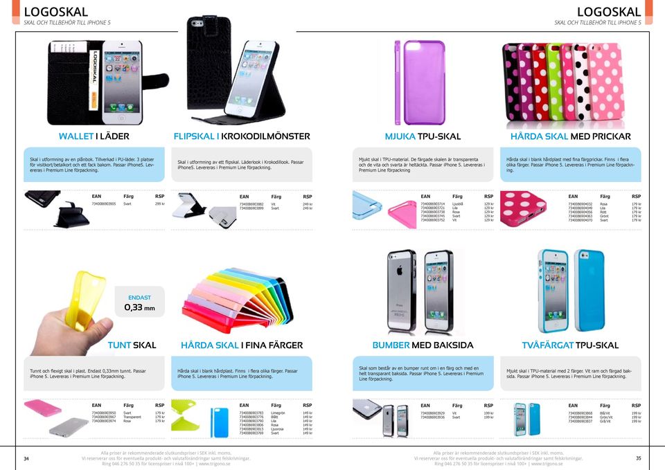 Passar iphone5. Levereras i Premium Line förpackning. Mjukt skal i TPU-material. De färgade skalen är transparenta och de vita och svarta är heltäckta. Passar iphone 5.