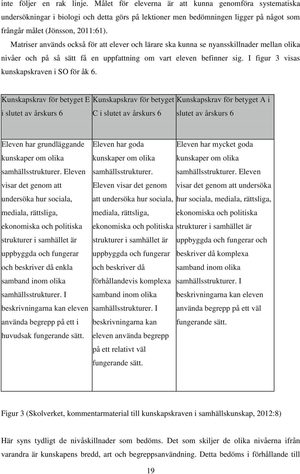 Matriser används också för att elever och lärare ska kunna se nyansskillnader mellan olika nivåer och på så sätt få en uppfattning om vart eleven befinner sig.