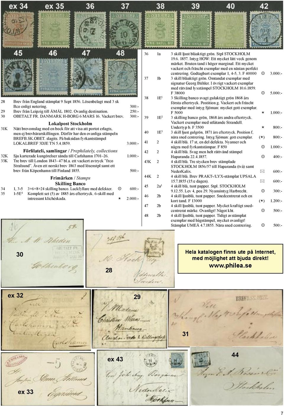 På baksidan fyrkantstämpel LOKALBREF 3DJE TN 5.4.1859. 3.000:- Förfilateli, samlingar / Prephilately, collections 32K Sju karterade kungörelser sända till Carlshamn 17