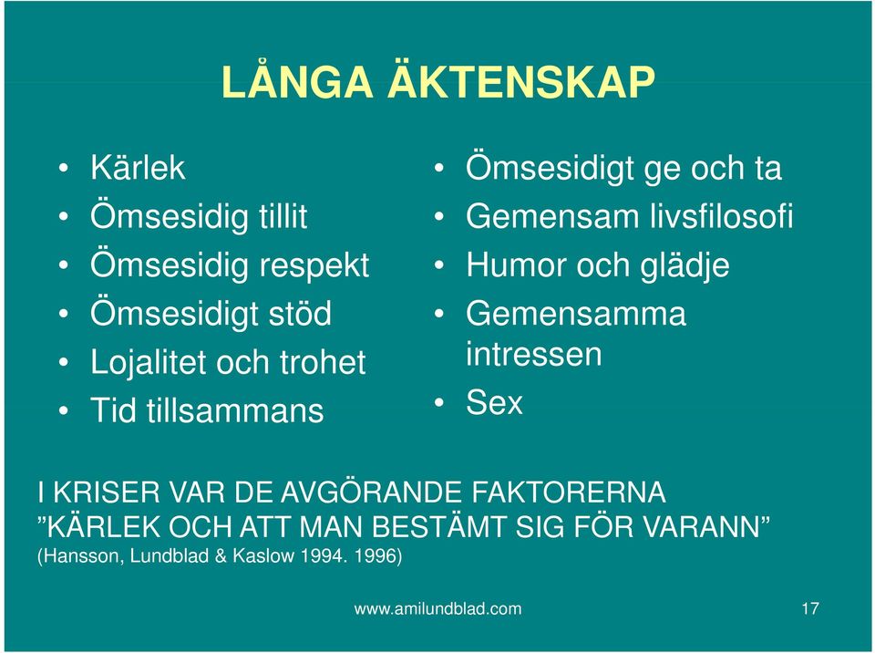 glädje Gemensamma intressen Sex I KRISER VAR DE AVGÖRANDE FAKTORERNA KÄRLEK OCH ATT