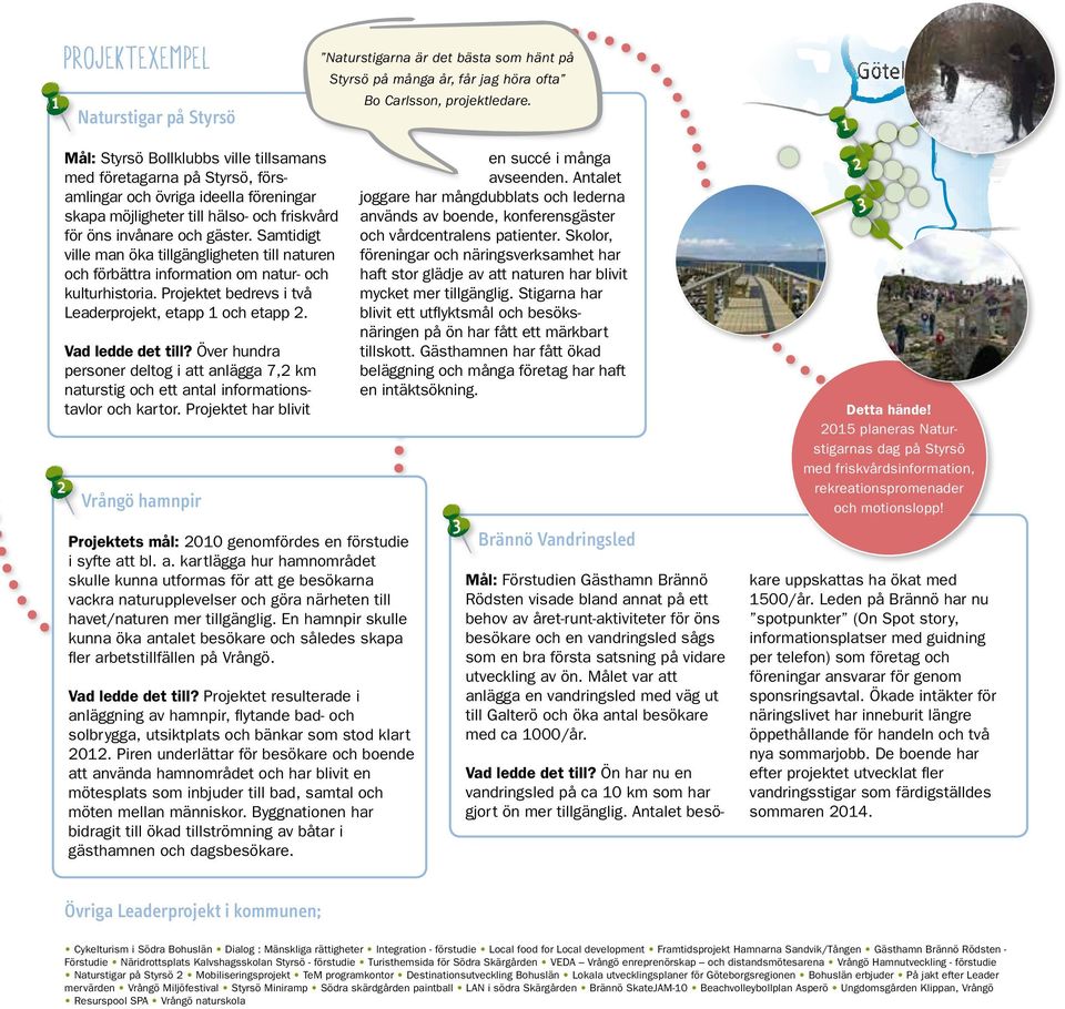 förbättra information om natur- och kulturhistoria Projektet bedrevs i två Leaderprojekt, etapp 1 och etapp Vad ledde det till?