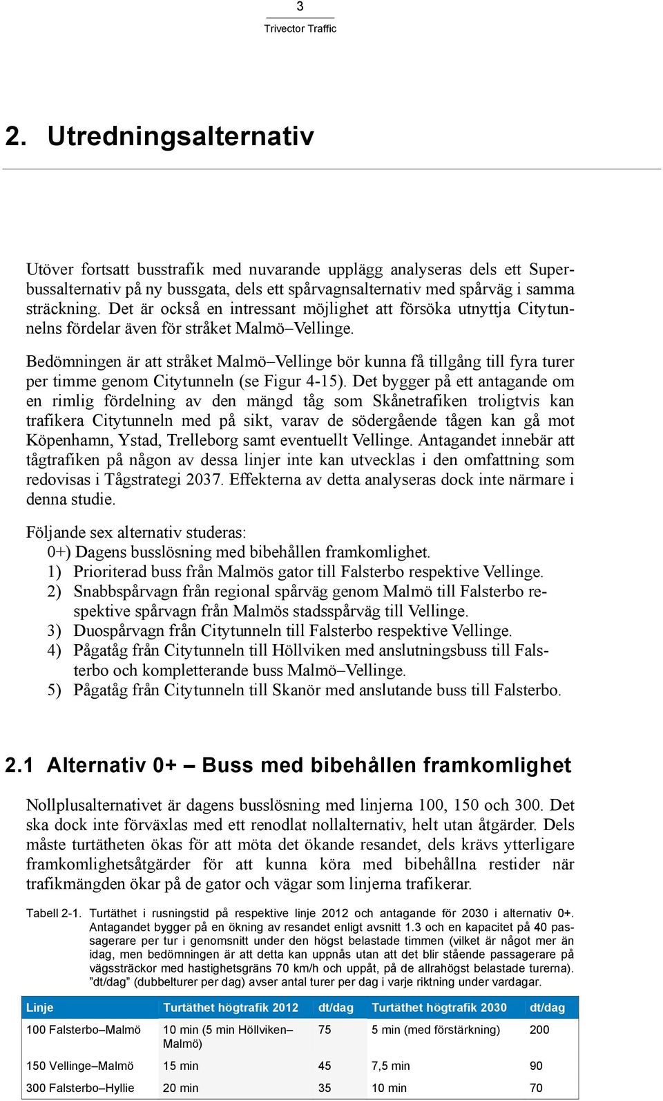 Bedömningen är att stråket Malmö Vellinge bör kunna få tillgång till fyra turer per timme genom Citytunneln (se Figur 4-15).