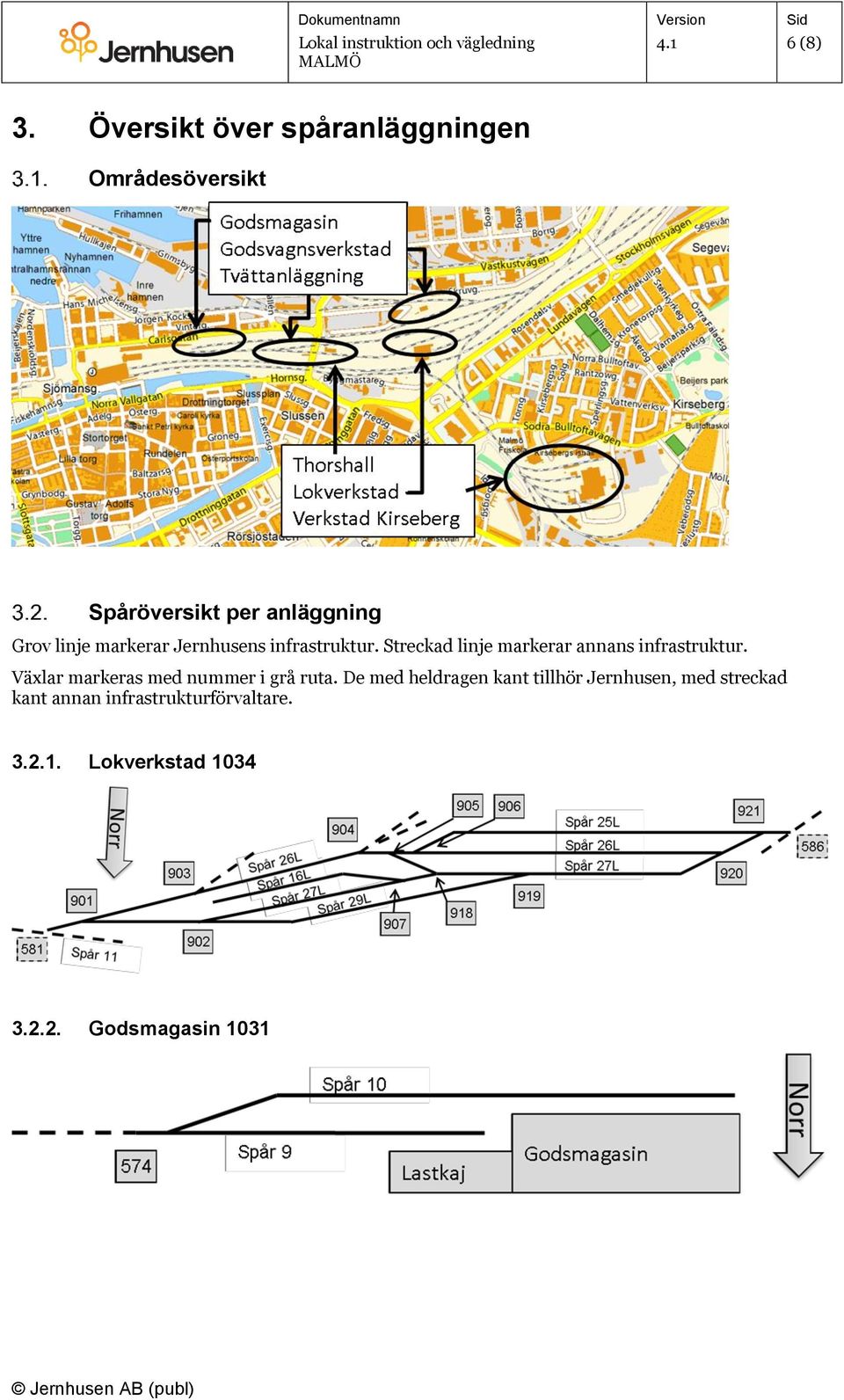 markerar Jernhusens infrastruktur. Streckad linje markerar annans infrastruktur.