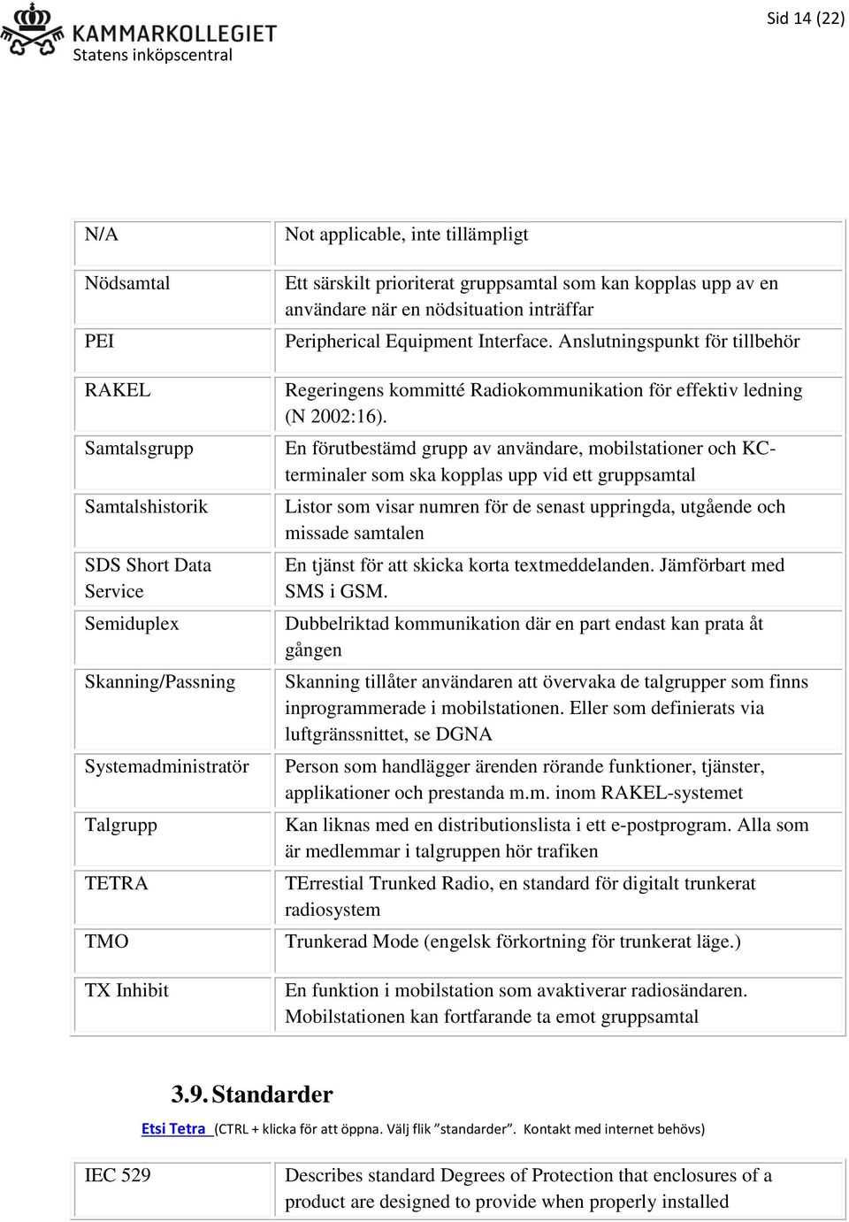 Anslutningspunkt för tillbehör Regeringens kommitté Radiokommunikation för effektiv ledning (N 2002:16).