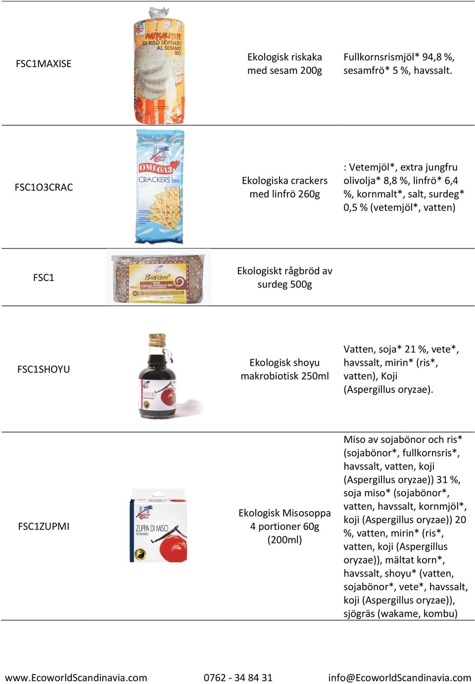 makrobiotisk 250ml Vatten, soja* 21 %, vete*, havssalt, mirin* (ris*, vatten), Koji (Aspergillus oryzae).