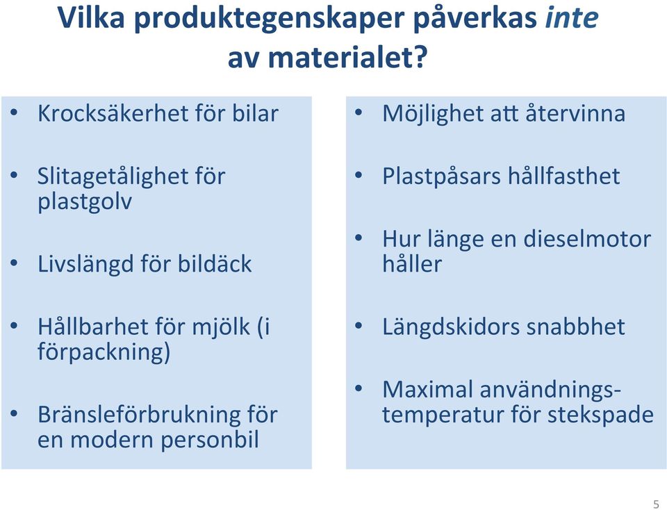 för mjölk (i förpackning) Bränsleförbrukning för en modern personbil Möjlighet au