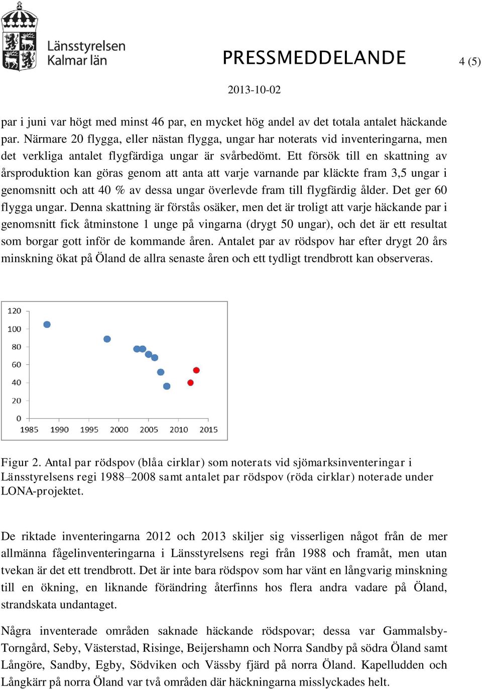 Ett försök till en skattning av årsproduktion kan göras genom att anta att varje varnande par kläckte fram 3,5 ungar i genomsnitt och att 40 % av dessa ungar överlevde fram till flygfärdig ålder.