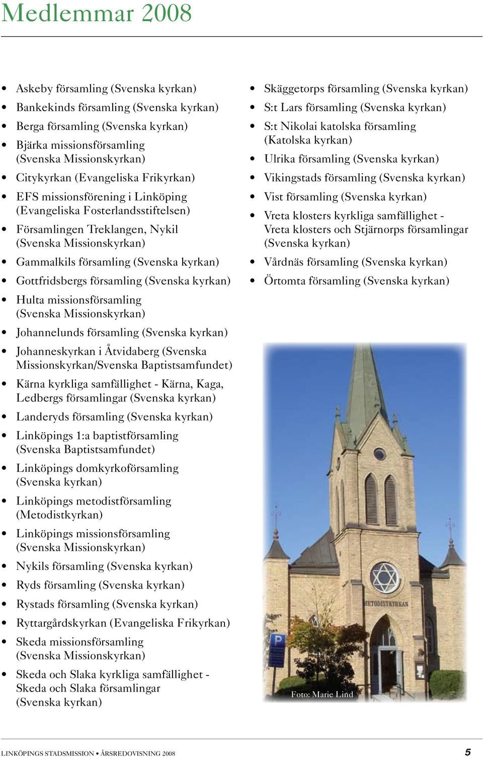 församling (Svenska kyrkan) Hulta missionsförsamling (Svenska Missionskyrkan) Johannelunds församling (Svenska kyrkan) Johanneskyrkan i Åtvidaberg (Svenska Missionskyrkan/Svenska Baptistsamfundet)