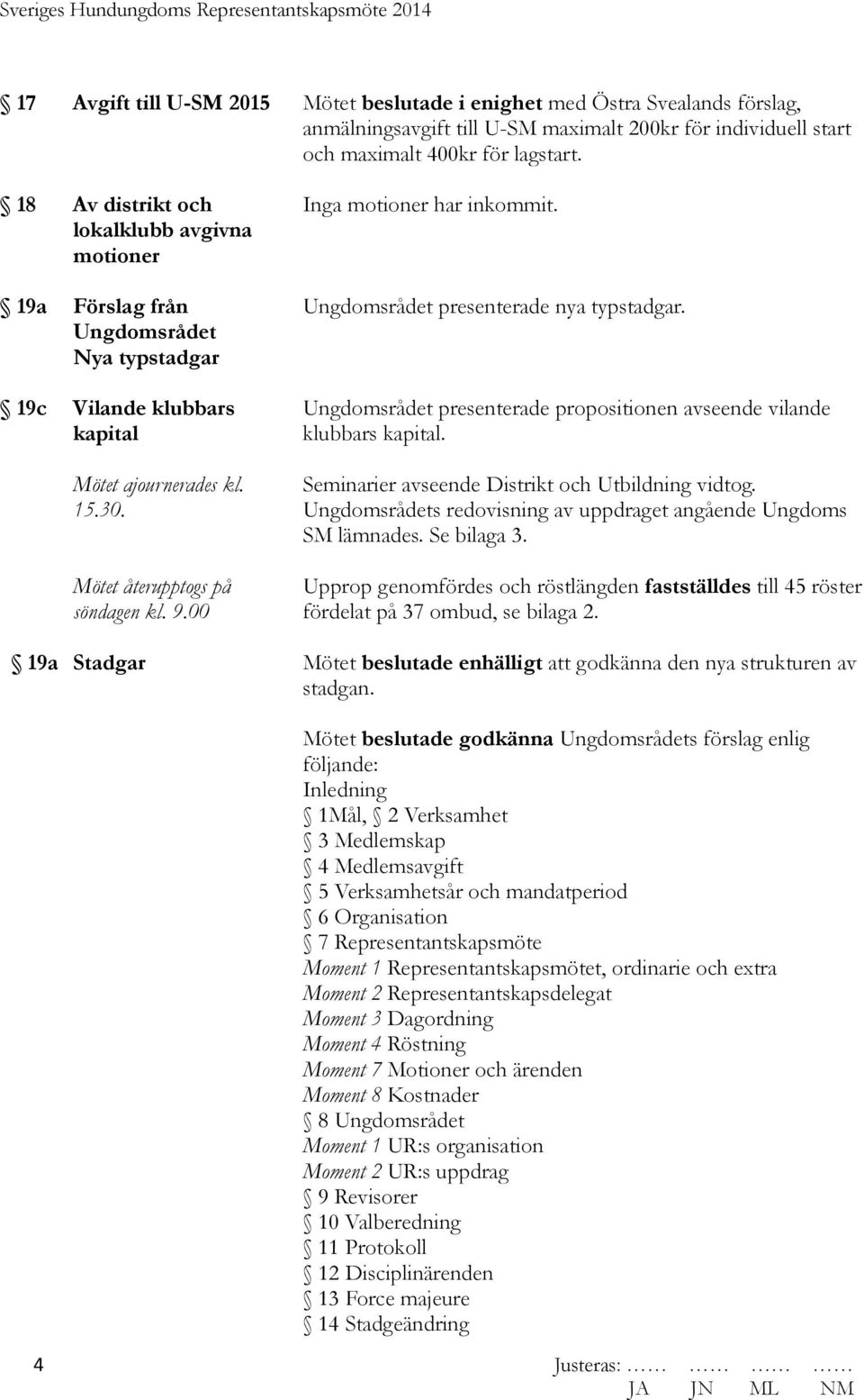 presenterade nya typstadgar. presenterade propositionen avseende vilande klubbars kapital. Seminarier avseende Distrikt och Utbildning vidtog. s redovisning av uppdraget angående Ungdoms SM lämnades.