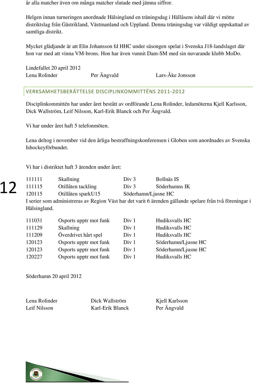 Denna träningsdag var väldigt uppskad av samtliga distrikt. Mycket glädjande är Elin Johansson fd HHC under säsongen spelat i Svenska J18-landslaget där hon var med vinna VM-brons.