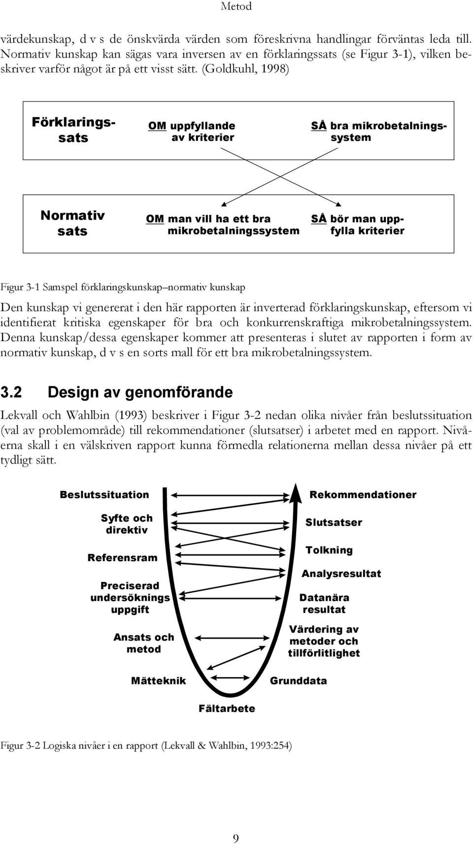 (Goldkuhl, 1998) Förklaringssats SÅ bra mikrobetalnings- system OM uppfyllande av kriterier Normativ sats OM man vill ha ett bra mikrobetalningssystem SÅ bör man uppfylla kriterier Figur 3-1 Samspel