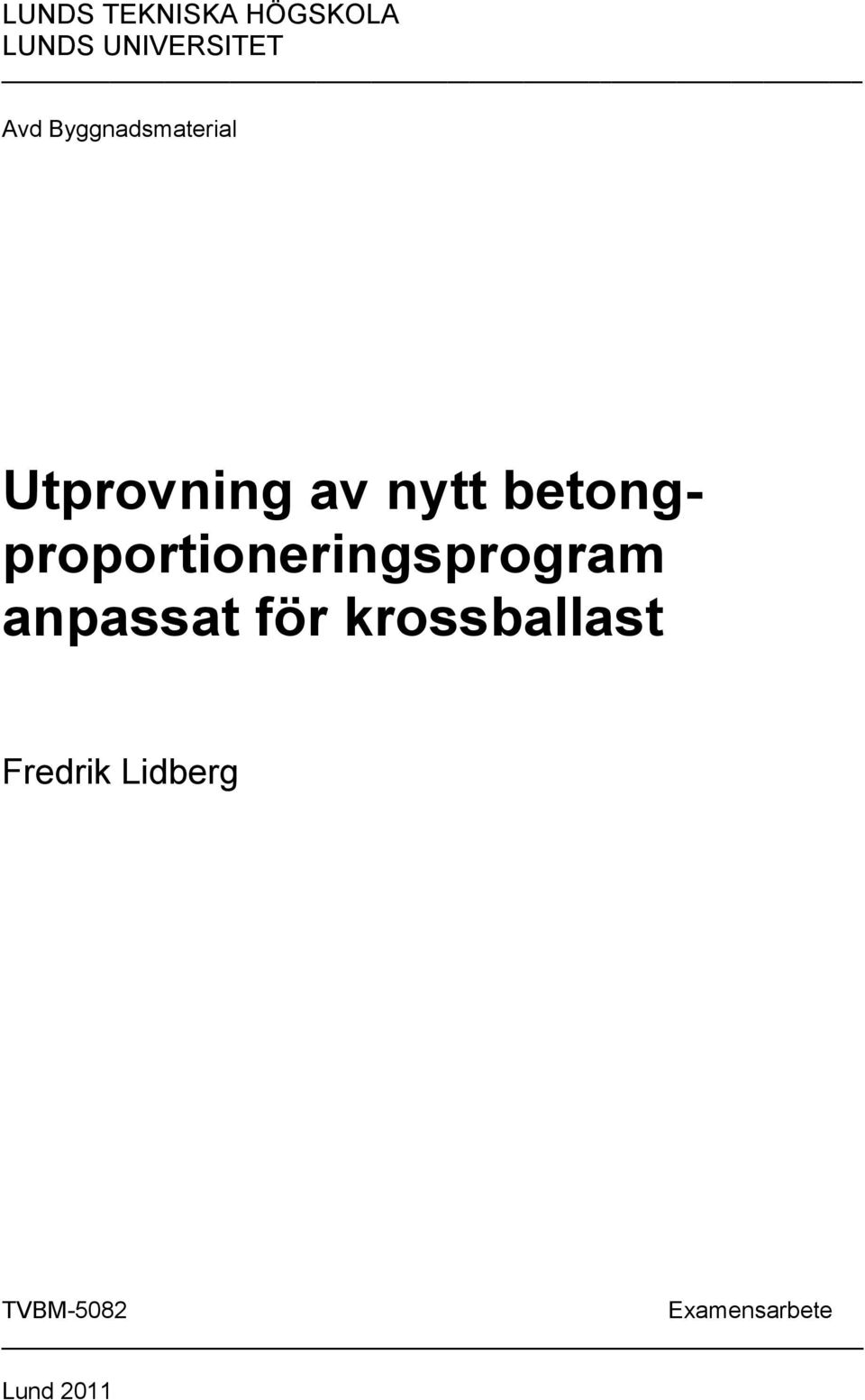 betongproportioneringsprogram anpassat för