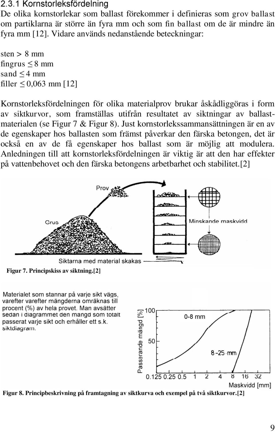 framställas utifrån resultatet av siktningar av ballastmaterialen (se Figur 7 & Figur 8).