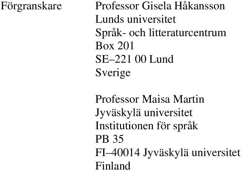 Sverige Professor Maisa Martin Jyväskylä universitet