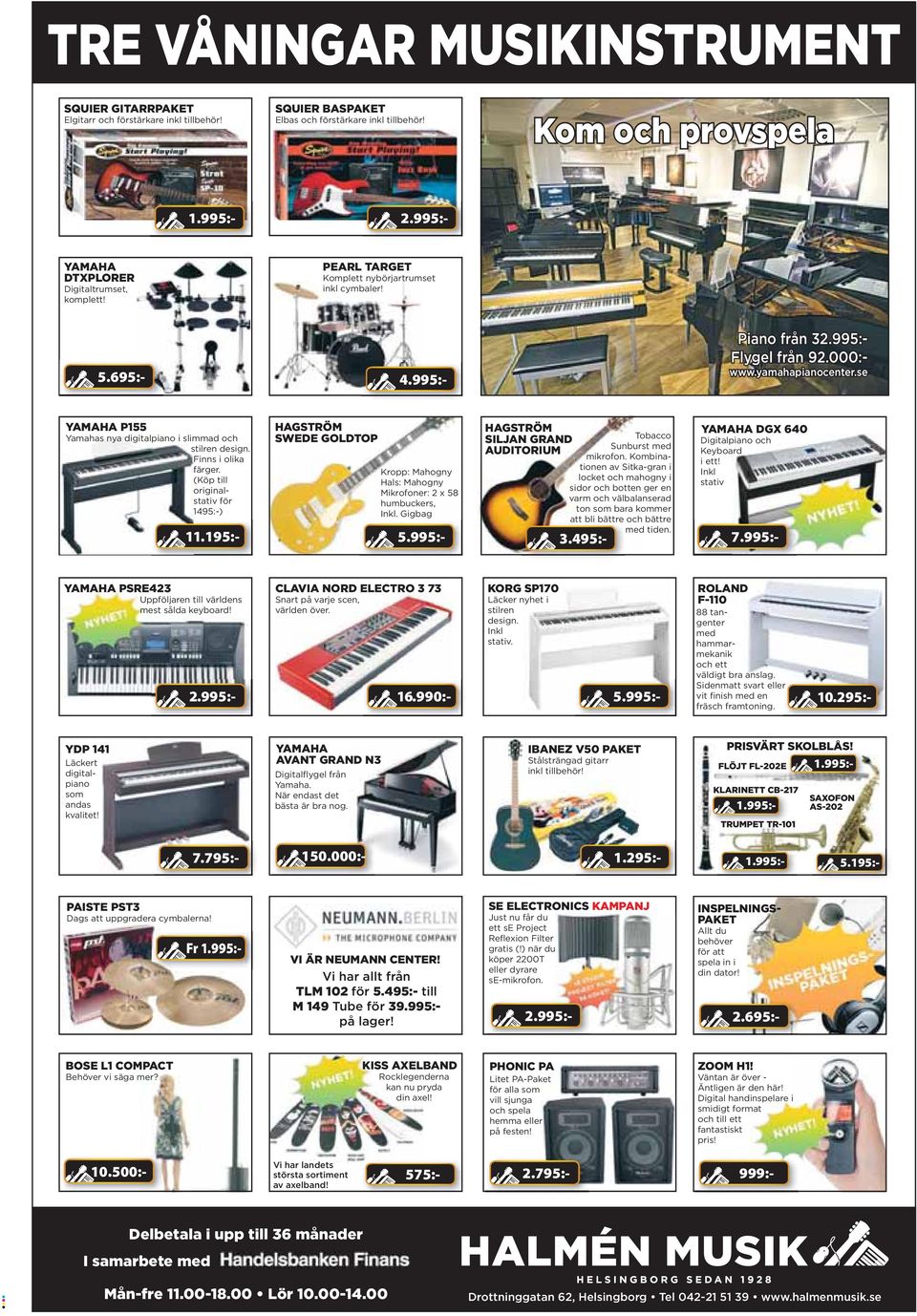 995:- YAMAHA P155 Yamahas nya digitalpiano i slimmad och stilren design. Finns i olika färger.