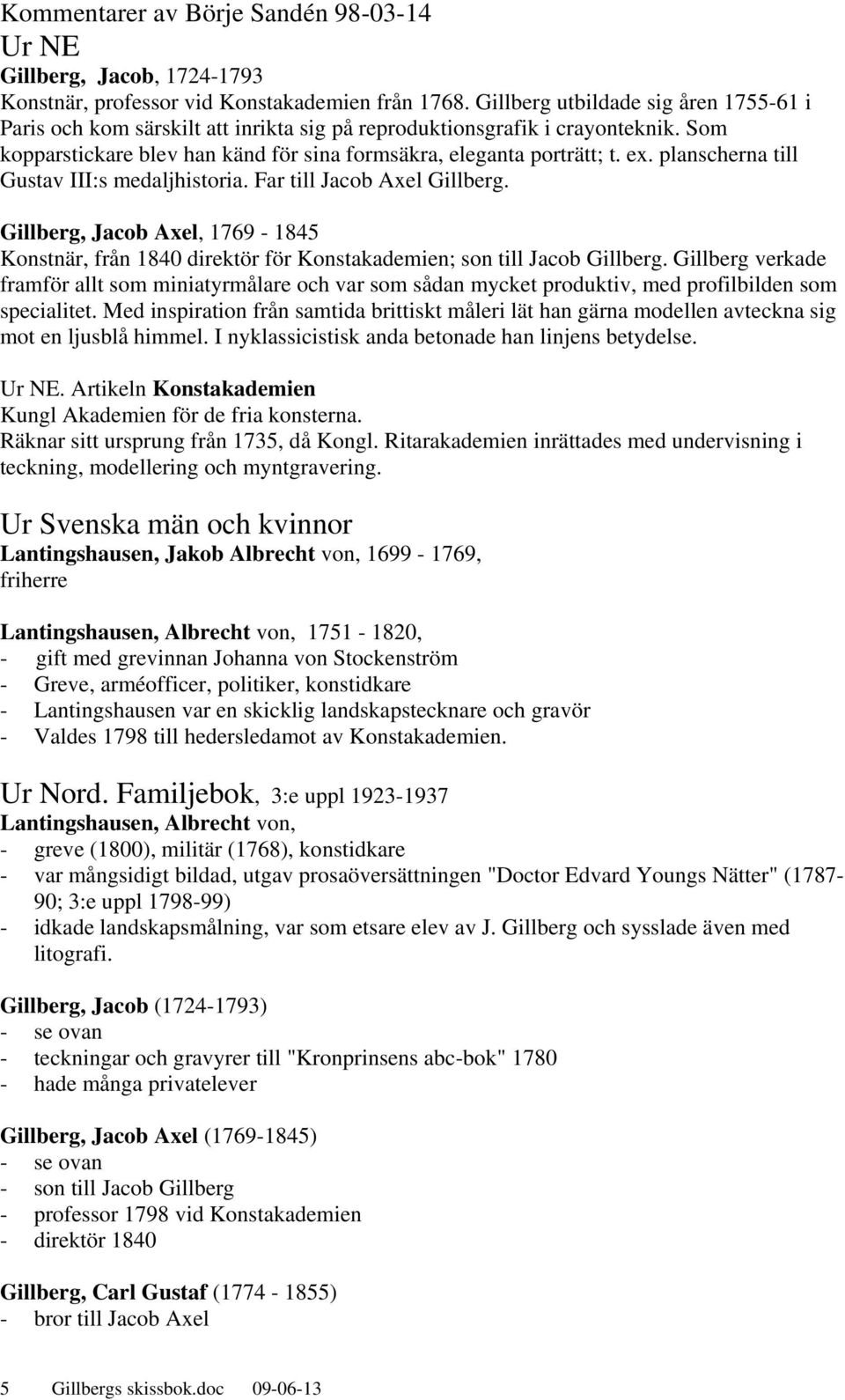 planscherna till Gustav III:s medaljhistoria. Far till Jacob Axel Gillberg. Gillberg, Jacob Axel, 1769-1845 Konstnär, från 1840 direktör för Konstakademien; son till Jacob Gillberg.