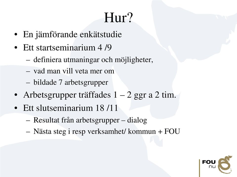 arbetsgrupper Arbetsgrupper träffades 1 2 ggr a 2 tim.