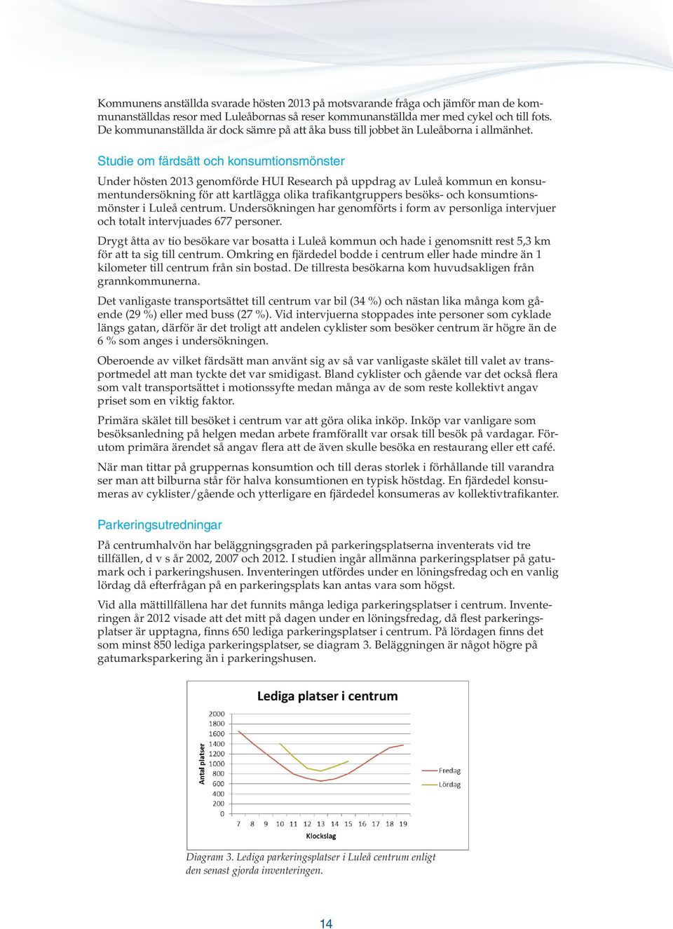 Studie om färdsätt och konsumtionsmönster Under hösten 2013 genomförde HUI Research på uppdrag av Luleå kommun en konsumentundersökning för att kartlägga olika trafikantgruppers besöks- och