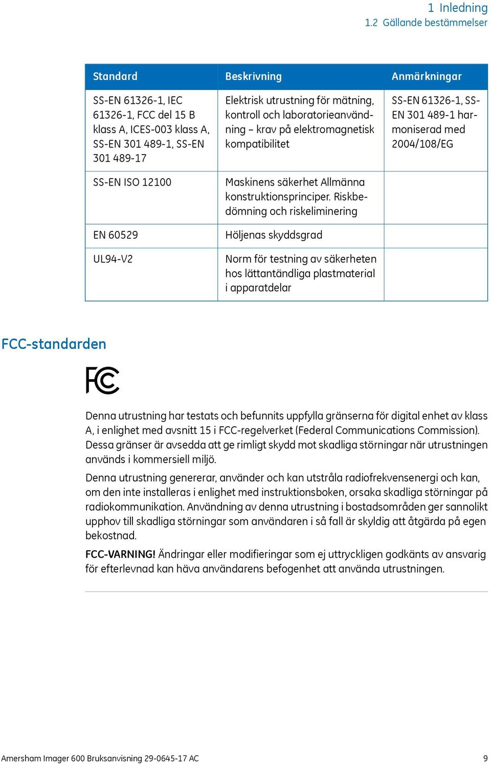 Elektrisk utrustning för mätning, kontroll och laboratorieanvändning krav på elektromagnetisk kompatibilitet Maskinens säkerhet Allmänna konstruktionsprinciper.