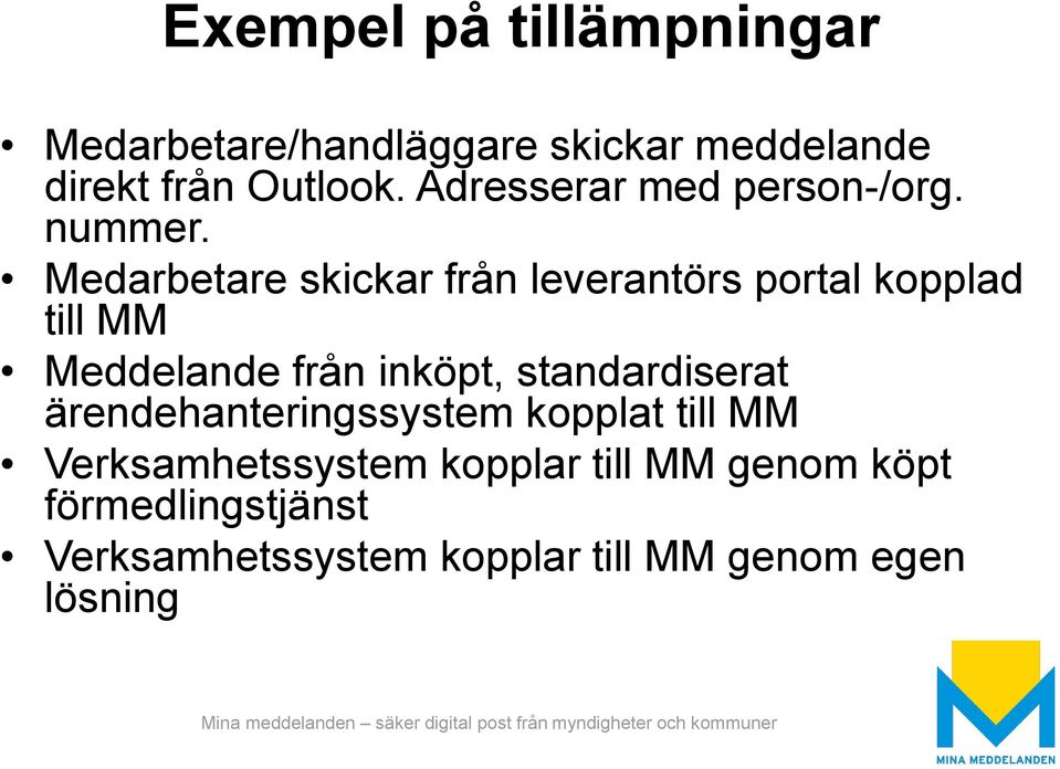 Medarbetare skickar från leverantörs portal kopplad till MM Meddelande från inköpt,