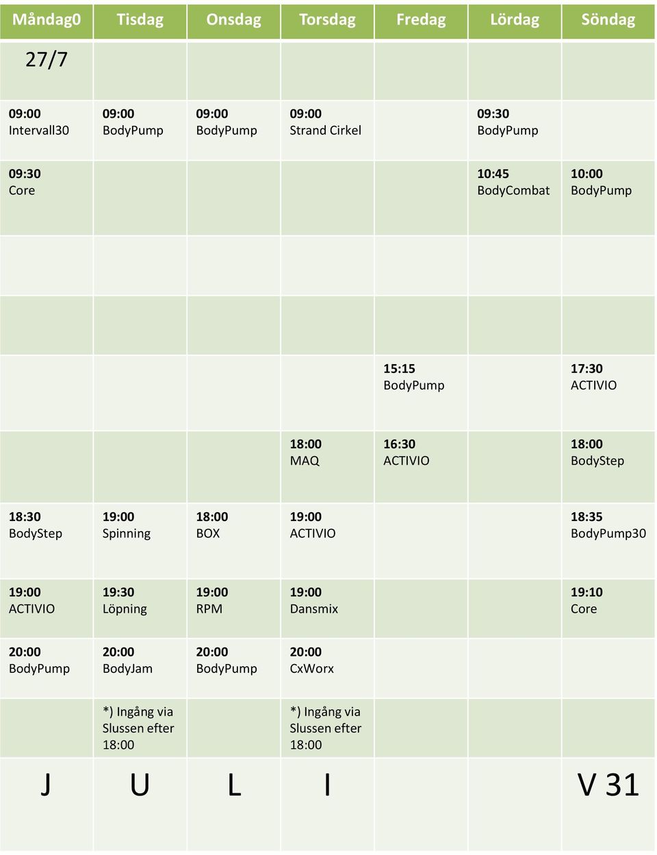 BodyStep 18:30 BodyStep Spinning 18:35 30