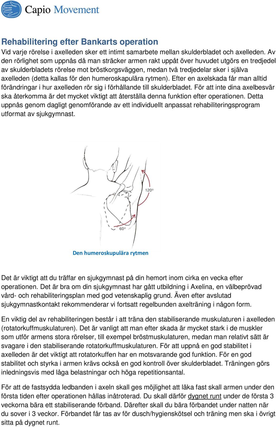 kallas för den humeroskapulära rytmen). Efter en axelskada får man alltid förändringar i hur axelleden rör sig i förhållande till skulderbladet.