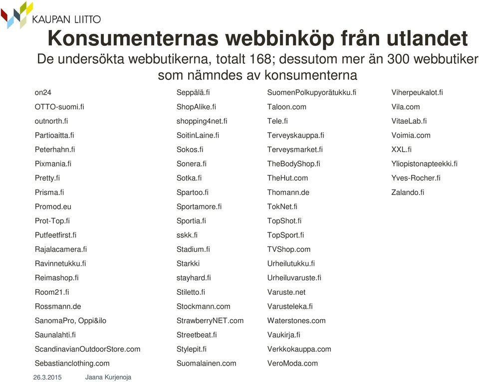 fi Pixmania.fi Sonera.fi TheBodyShop.fi Yliopistonapteekki.fi Pretty.fi Sotka.fi TheHut.com Yves-Rocher.fi Prisma.fi Spartoo.fi Thomann.de Zalando.fi Promod.eu Sportamore.fi TokNet.fi Prot-Top.