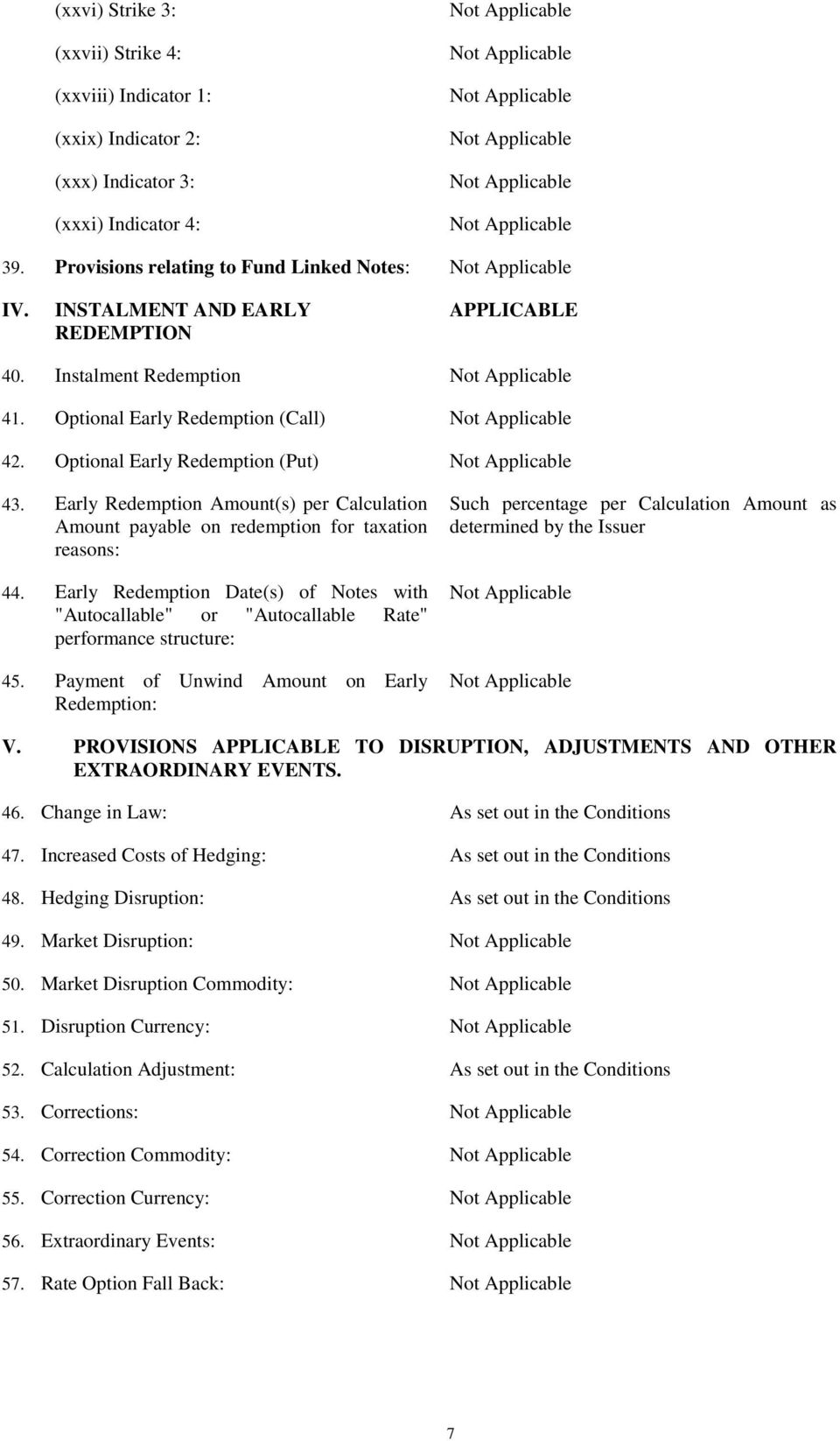 Early Redemption Amount(s) per Calculation Amount payable on redemption for taxation reasons: 44.