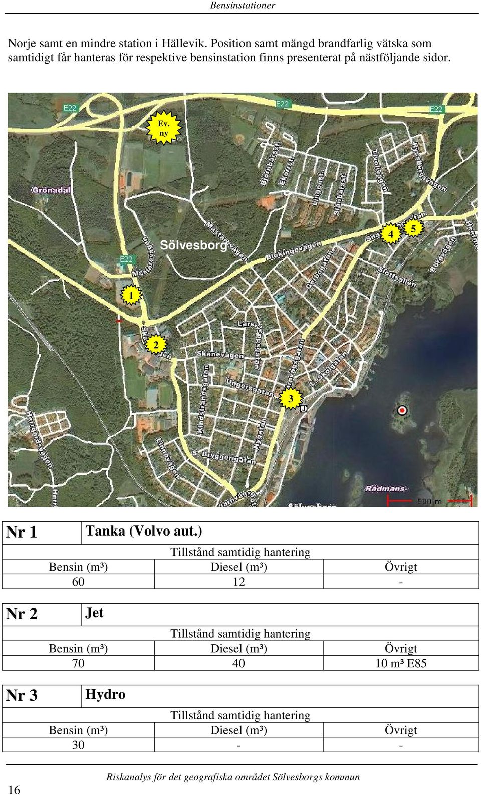 nästföljande sidor. Ev. ny Sölvesborg 4 5 1 2 3 Nr 1 Nr 2 Nr 3 Tanka (Volvo aut.