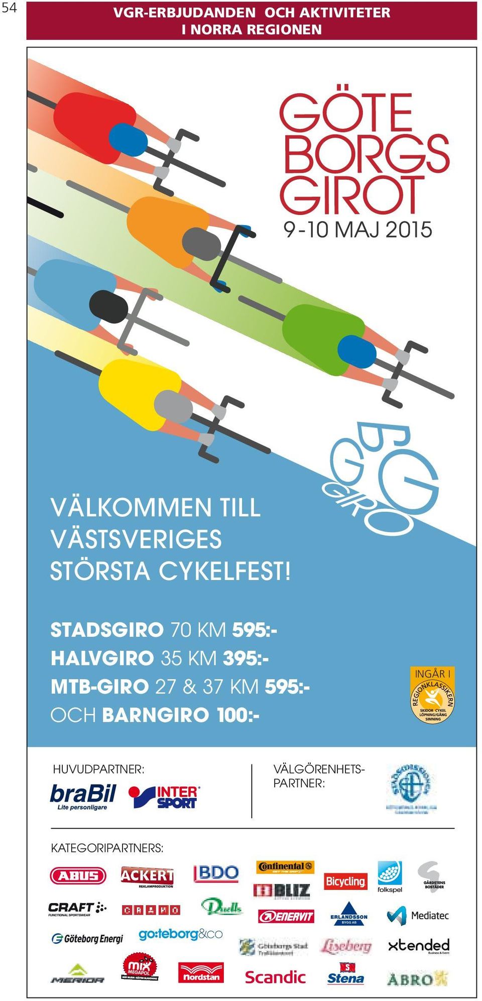 STADSGIRO 70 KM 595:- HALVGIRO 35 KM 395:- MTB-GIRO 27 &